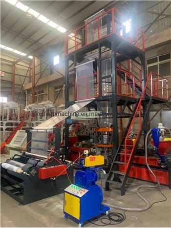 Polyethylene fim extrusion pwodiksyon liy 3 kouch PE Nylon LDPE extruder fim mouche machin pri